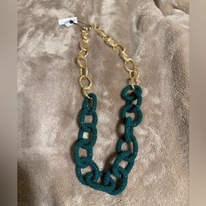 NWT Green Beaded Chain Necklace